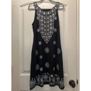 INC Women’s Chic Sleeveless Embroidered Elegant Cocktail Dress Sz XL Blue Silver